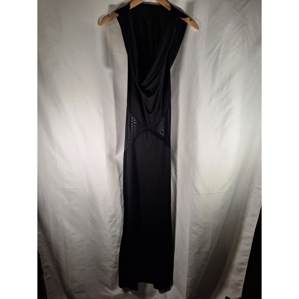 SHEIN Black Cowl Neck‎ Mesh Insert Maxi Dress Size S